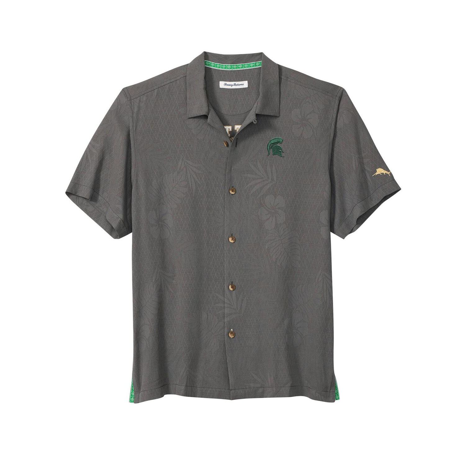 Men's Gray Michigan State Spartans Catch of the Day Camp IslandZone Button-Up T-Shirt
