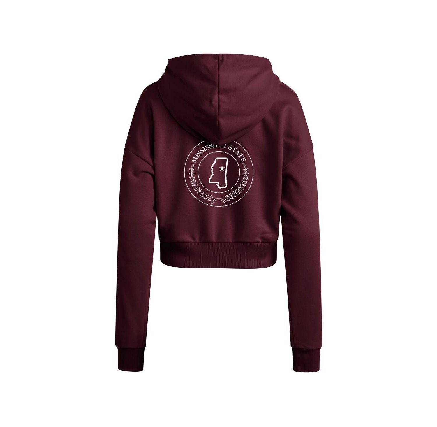 Women's Maroon Mississippi State Bulldogs Campus Queen Cropped Pullover Hoodie