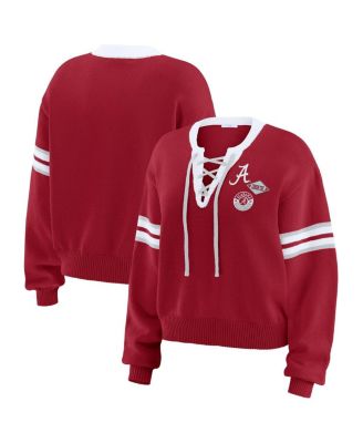 WEAR by Erin Andrews - Women's Crimson Alabama Crimson Tide Lace-Up Pullover Sweater