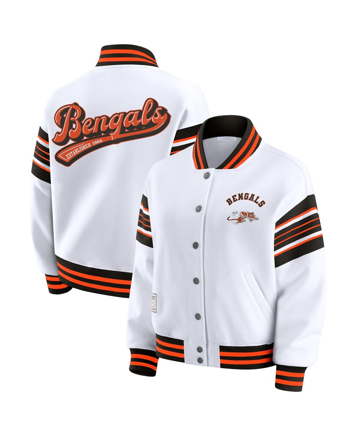 Wear By Erin Andrews White Cincinnati Bengals Full-snap Fleece Sweatshirt Jacket In Multi