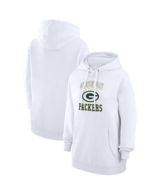 G-III 4Her by Carl Banks - Women's White Green Bay Packers Team Logo Graphic Fleece Tri-Blend Pullover Hoodie