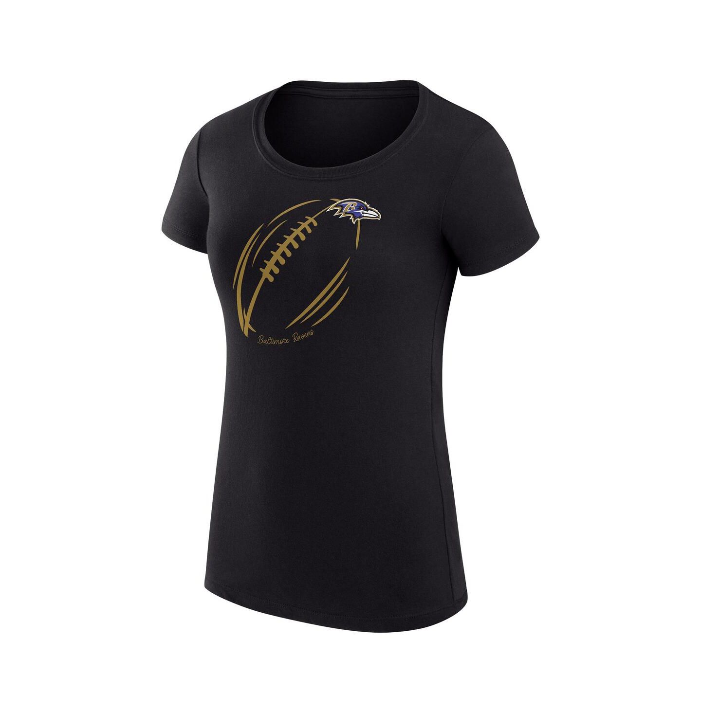 Женская футболка G-III 4Her by Carl Banks Black Baltimore Ravens Super-Slim Fit Lightweight Subtle Football — фото 2