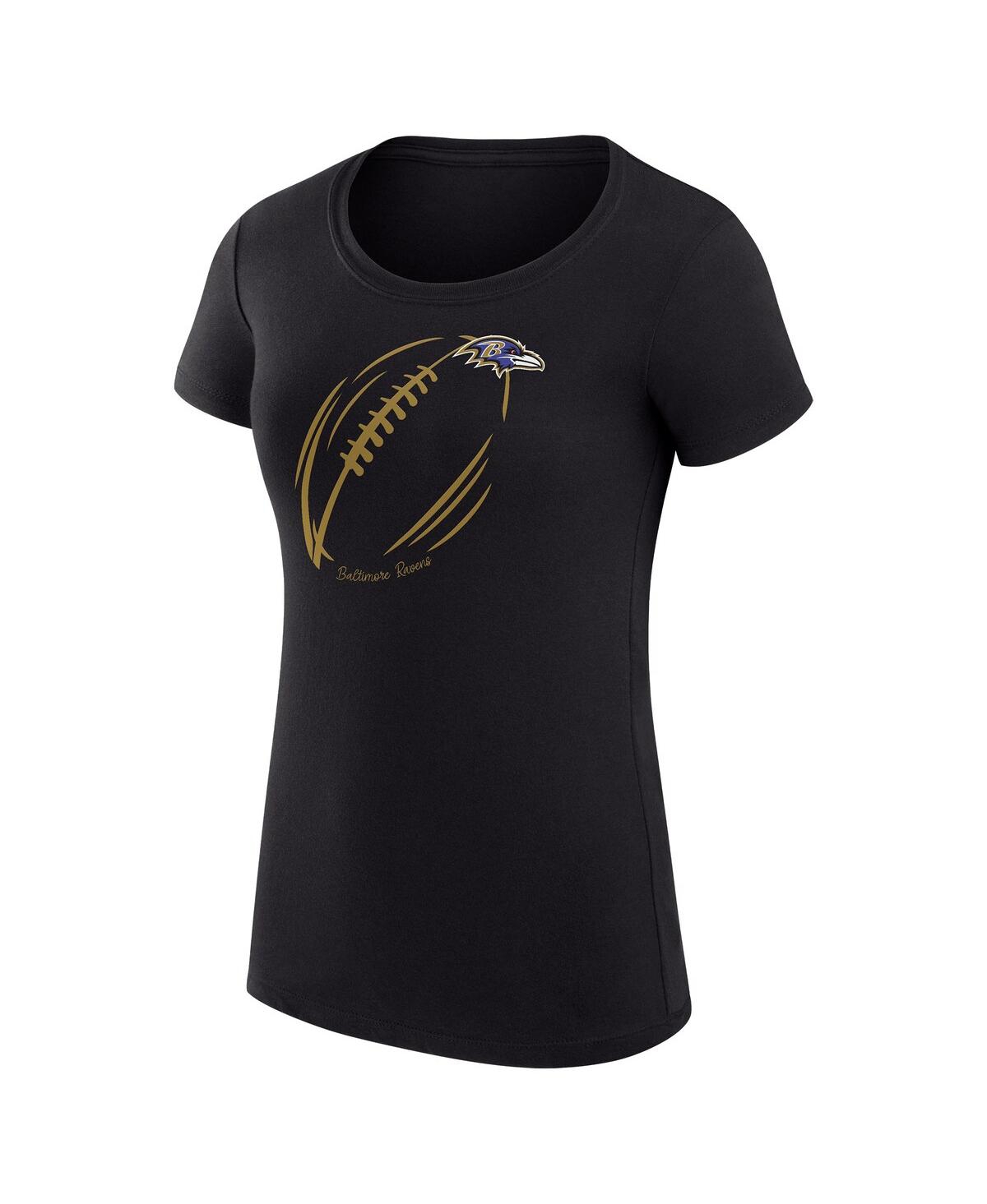 G-iii 4her By Carl Banks Women's Black Baltimore Ravens Super-slim Fit Lightweight Subtle Football T-shirt In Black