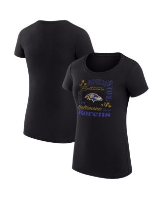 G-III 4Her by Carl Banks - Women's Black Baltimore Ravens Super-Slim Fit Lightweight Collage Team T-Shirt
