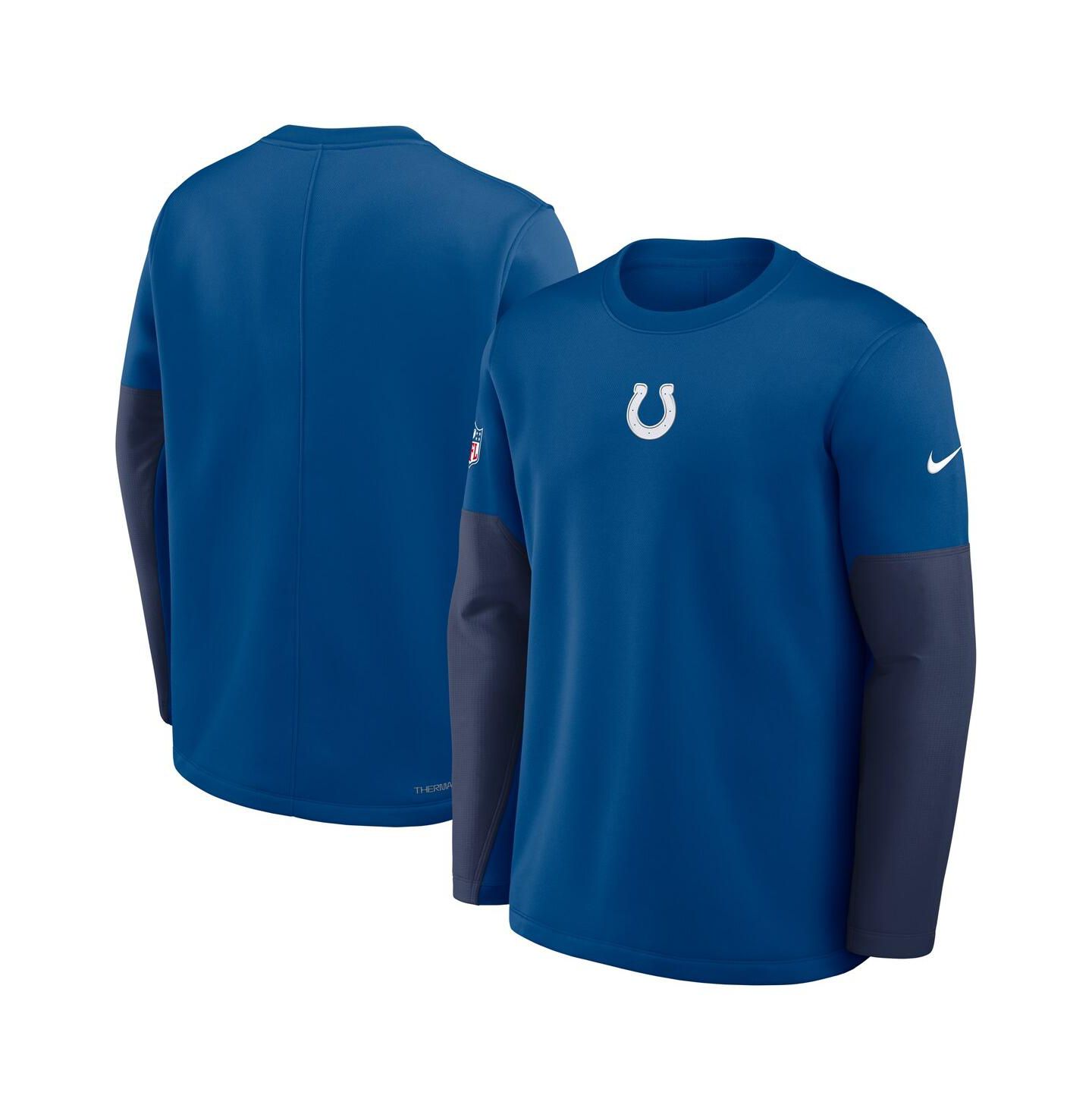 Мужская футболка Nike Royal Indianapolis Colts Sideline Coach Therma-FIT Long Sleeve — фото 4