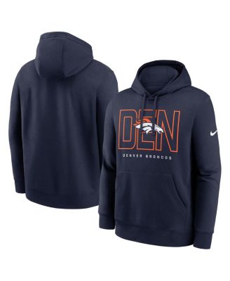 Nike - Men's Navy Denver Broncos Busted Play Club Fleece Pullover Hoodie