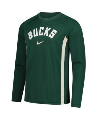 Men's Hunter Green Milwaukee Bucks 2025/26 Authentic Pre-Game Legend Dri-FIT Long Sleeve Shooting T-Shirt