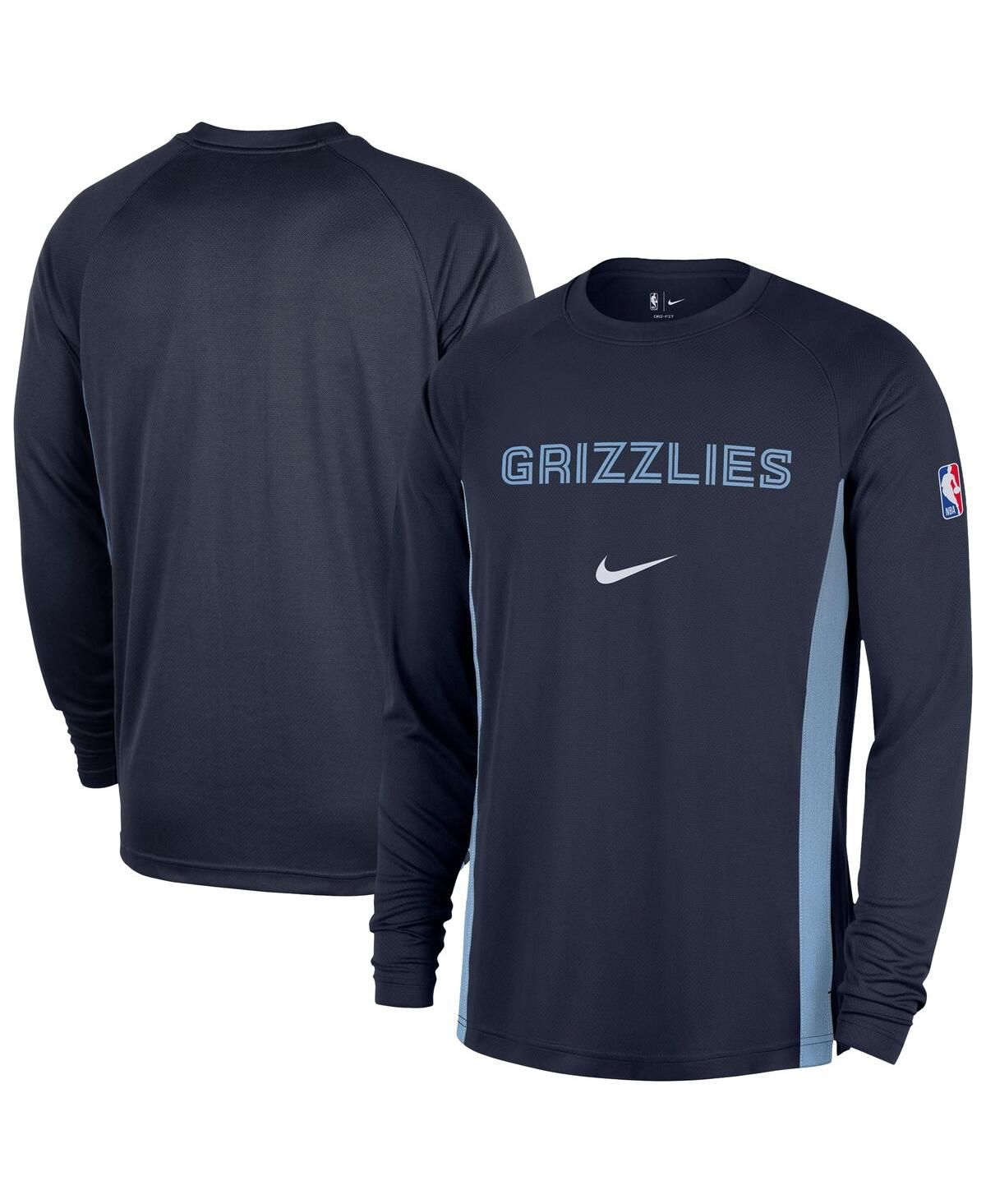 Мужская темно-синяя футболка для стрельбы с длинным рукавом Memphis Grizzlies 2025/26 Authentic Pre-Game Legend Dri-FIT