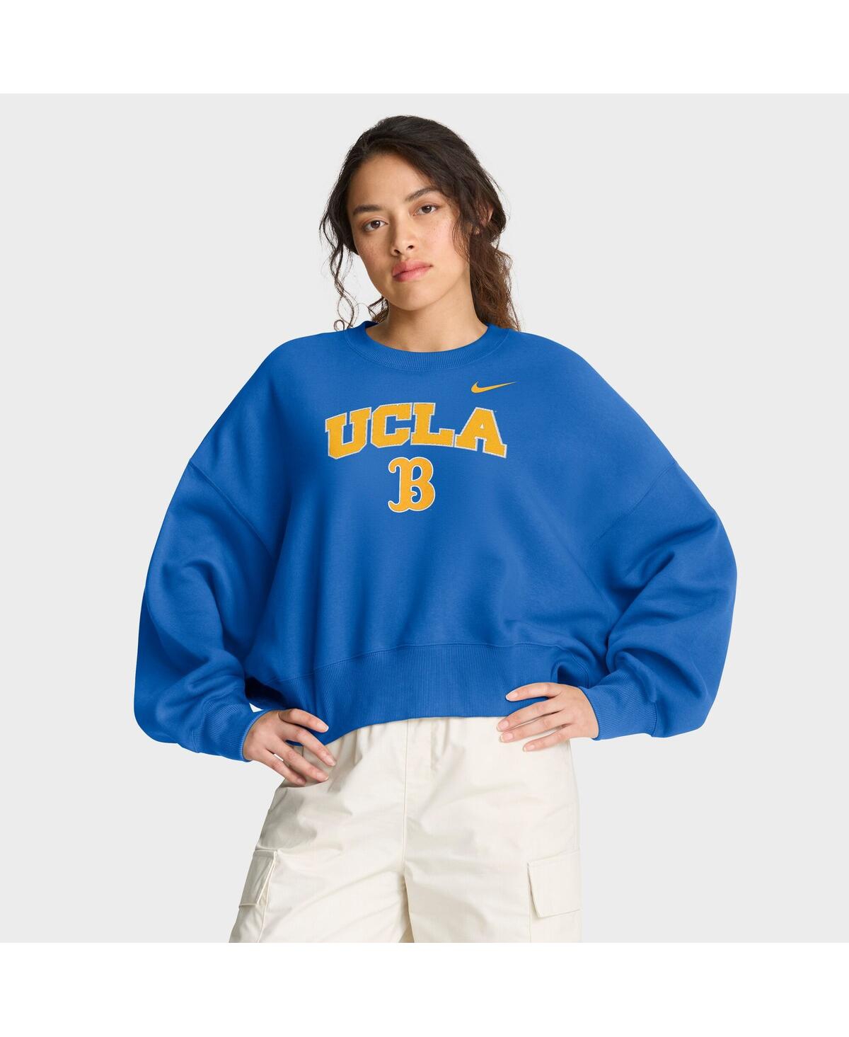 Nike Women's Blue Ucla Bruins Oversized Phoenix Arch Pullover Sweatshirt In Blue