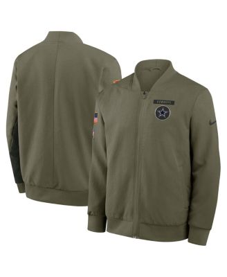 Nike - Men's Olive Dallas Cowboys 2025 Salute to Service Sideline Full-Zip Bomber Jacket