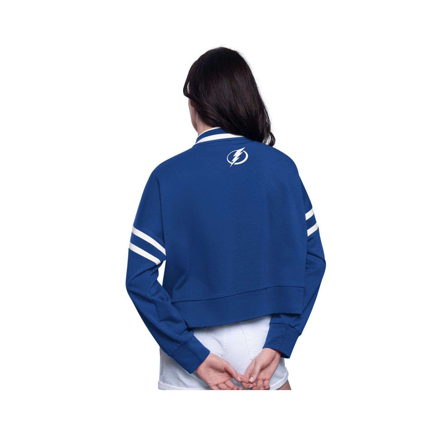 Women's Blue Tampa Bay Lightning Power Play Cropped Pullover Sweatshirt