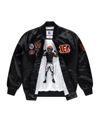 Men's Black Cincinnati Bengals Exclusive Satin Full-Snap Varsity Jacket