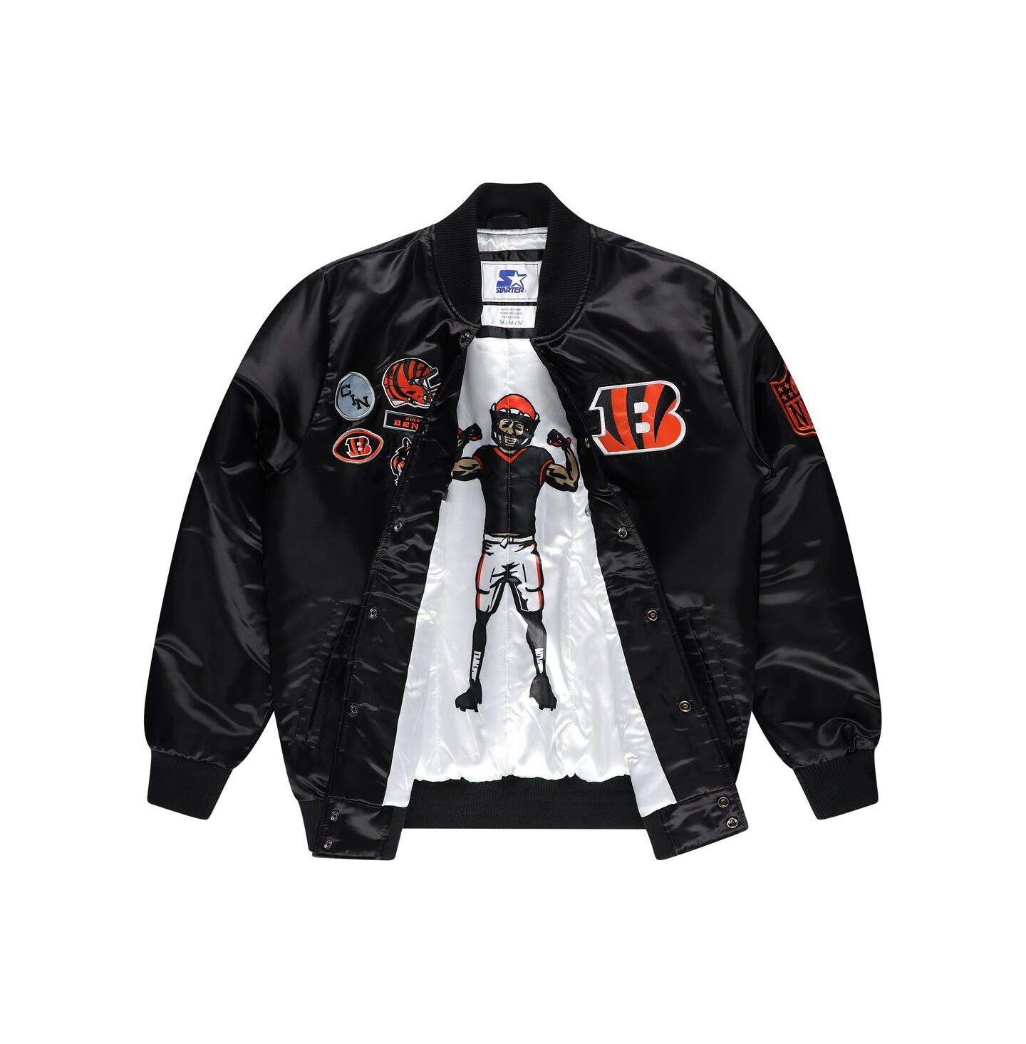 Мужская куртка Starter Black Cincinnati Bengals Exclusive Satin Full-Snap Varsity — фото 4