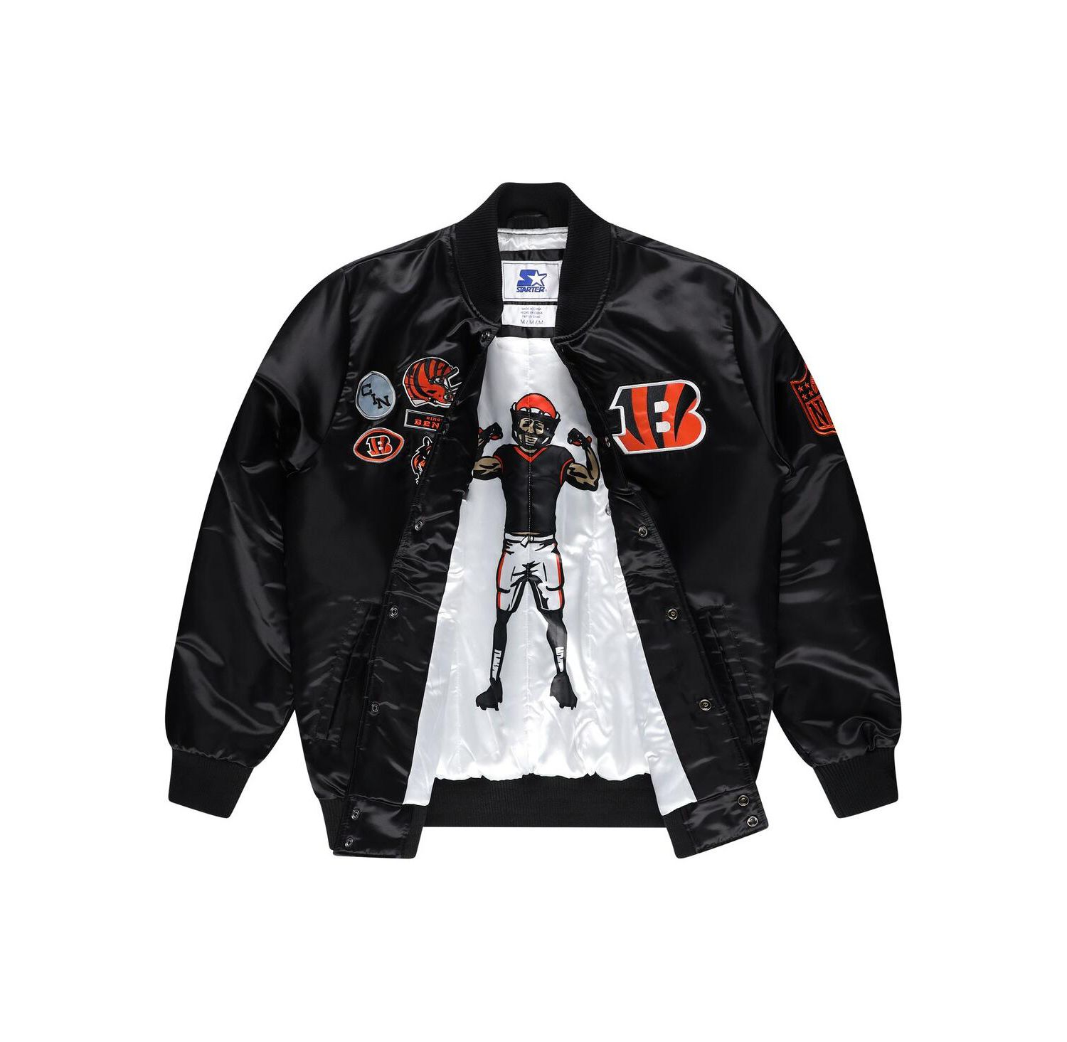 Men's Black Cincinnati Bengals Exclusive Satin Full-Snap Varsity Jacket