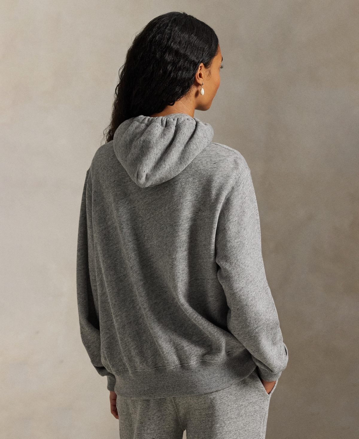 Polo Ralph Lauren Women's Big Pony Lightweight Fleece Zip Hoodie Sweatshirt In Gray