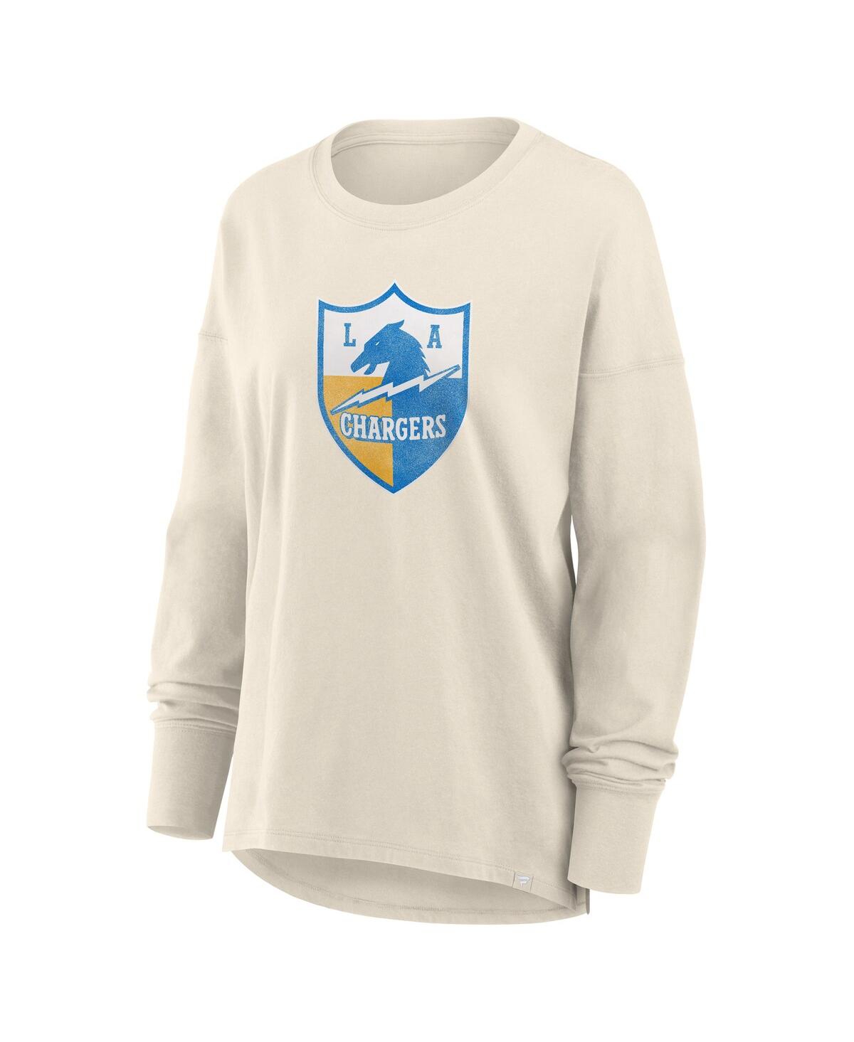 Fanatics Women's Cream Los Angeles Chargers Dove Legacy Long Sleeve T-shirt In Neutral