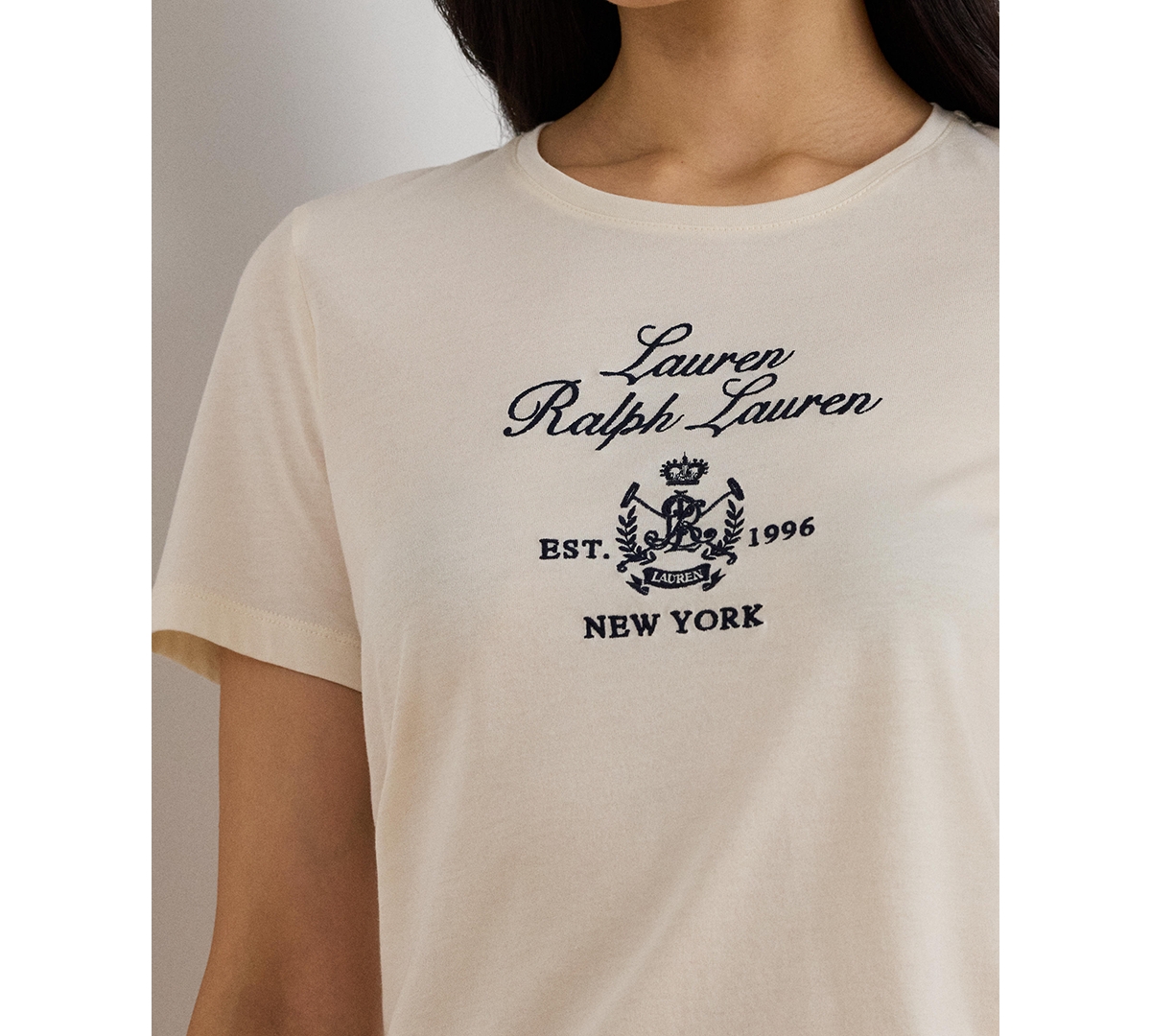 Lauren Ralph Women's Katlin Embroidered Crest Short Sleeve T-Shirt