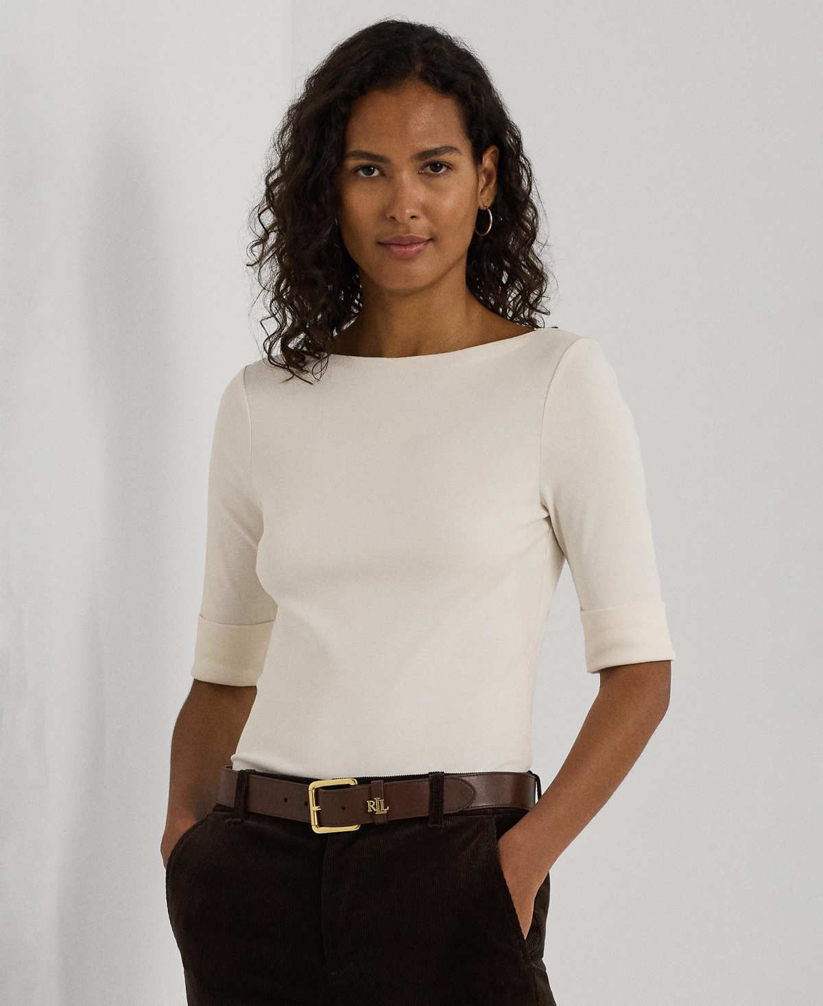 Lauren Ralph Stretch Cotton Boatneck T-Shirt