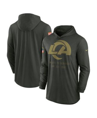 Nike - Men's Forest Green Los Angeles Rams 2025 Salute to Service Sideline Dri-FIT Lightweight Hooded Pullover