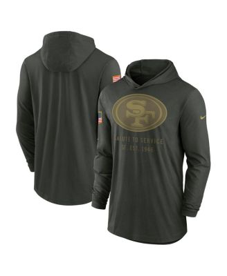 Nike - Men's Forest Green San Francisco 49ers 2025 Salute to Service Sideline Dri-FIT Lightweight Hooded Pullover