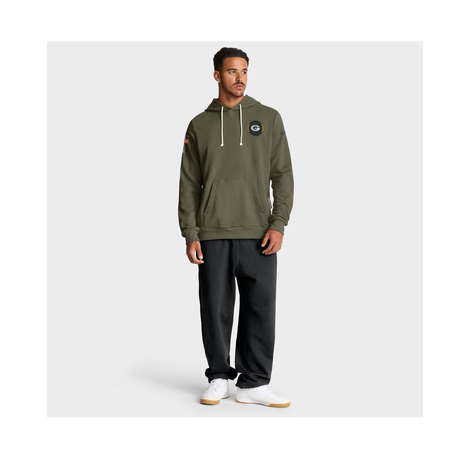 Men's Olive Green Bay Packers 2025 Salute to Service Sideline Standard Issue Dri-FIT Hoodie