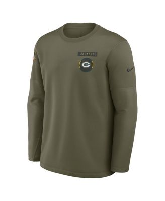 Men's Olive Green Bay Packers 2025 Salute to Service Sideline Coaches Therma-FIT Long Sleeve T-Shirt