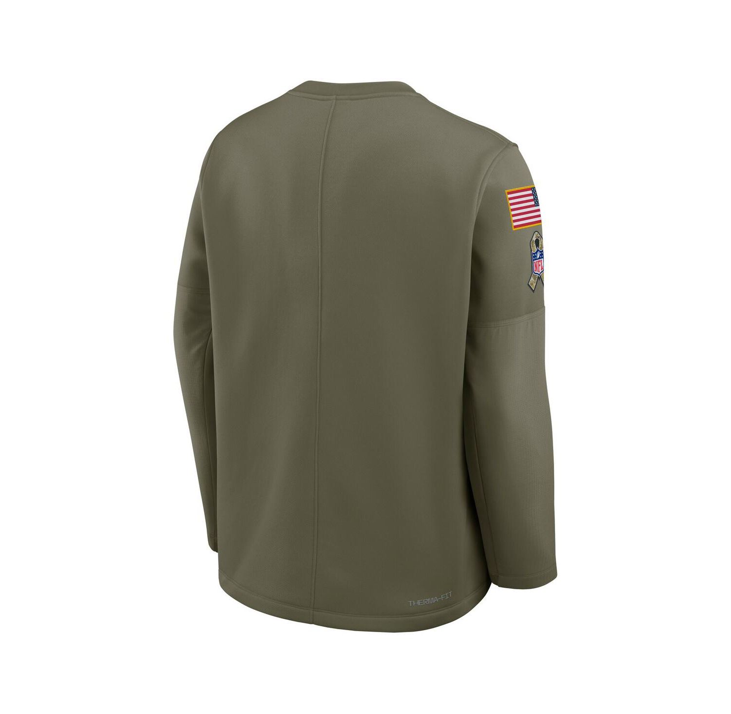 Men's Olive Miami Dolphins 2025 Salute to Service Sideline Coaches Therma-FIT Long Sleeve T-Shirt