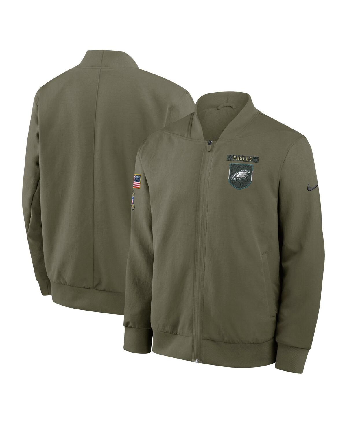 Nike Philadelphia Eagles Salute To Service Sideline  Men's Nfl Full-zip Bomber Jacket In Green