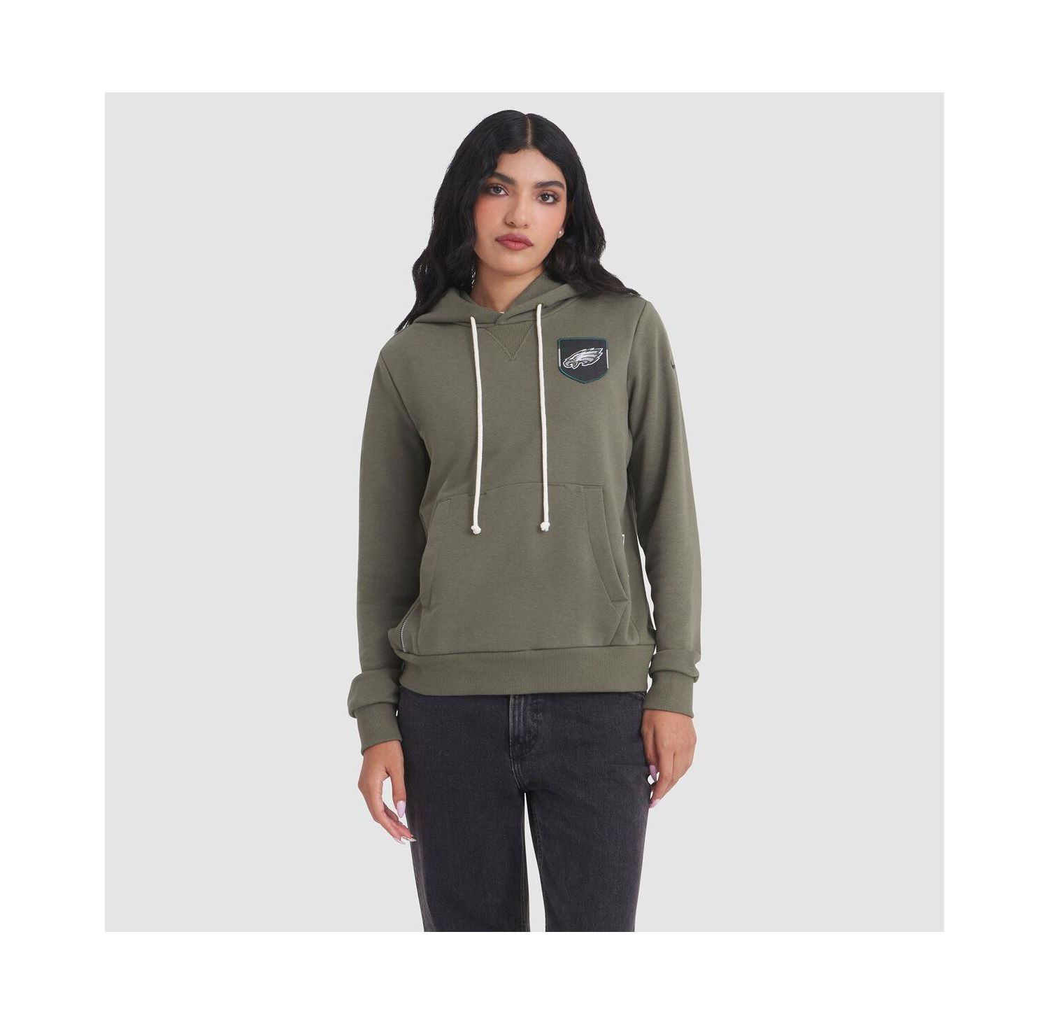 Women's Olive Philadelphia Eagles 2025 Salute to Service Sideline Standard Issue Dri-FIT Hoodie