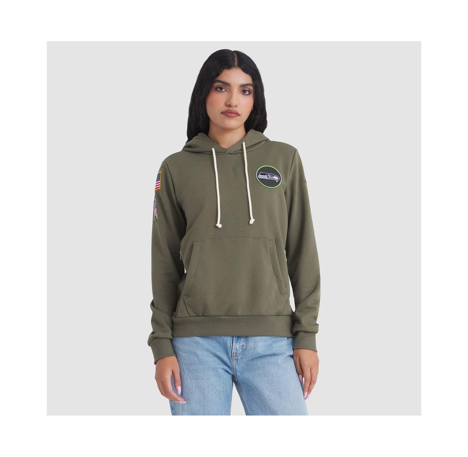 Women's Olive Seattle Seahawks 2025 Salute to Service Sideline Standard Issue Dri-FIT Hoodie