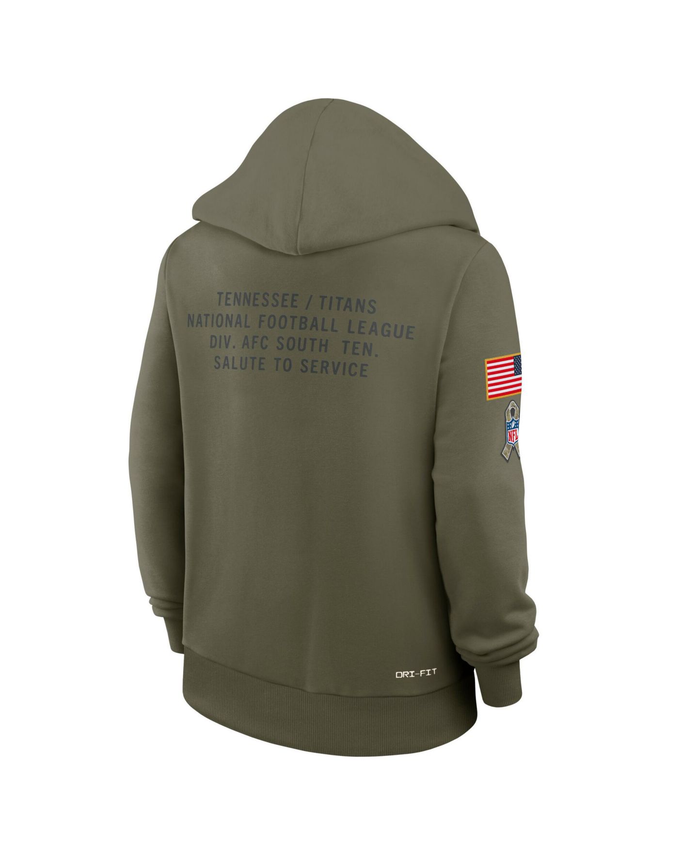 Женское худи Nike Olive Tennessee Titans 2025 Salute to Service Sideline Standard Issue Dri-FIT — фото 5