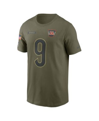 Men's Joe Burrow Olive Cincinnati Bengals 2025 Salute to Service Name Number T-Shirt