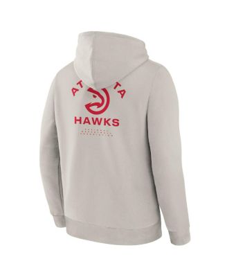 Men's Off White Atlanta Hawks Crossover Collection Blocked Shot Premium Pullover Hoodie