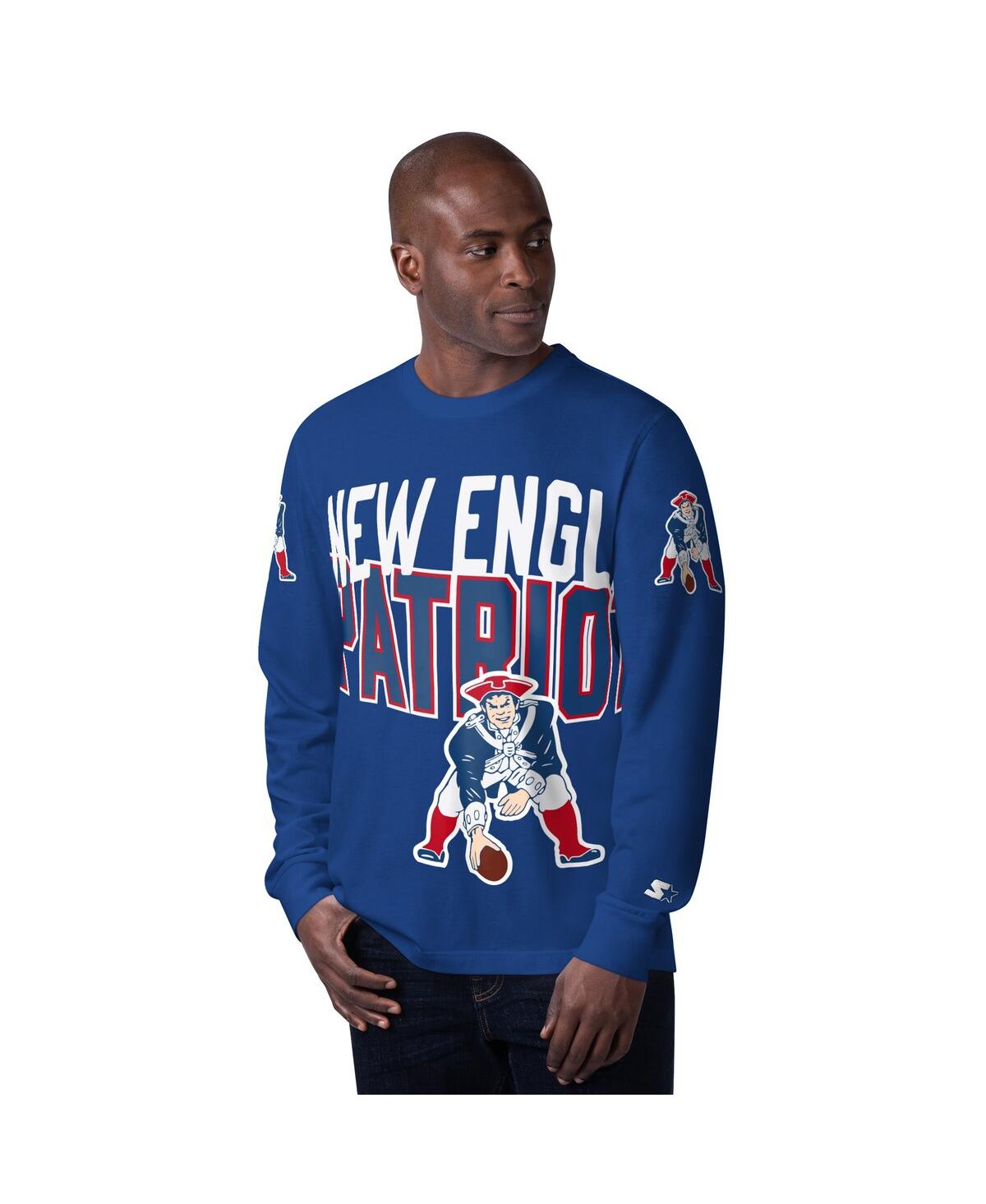 Starter Men's Navy New England Patriots Extreme Clutch Hit Logo Long Sleeve T-Shirt