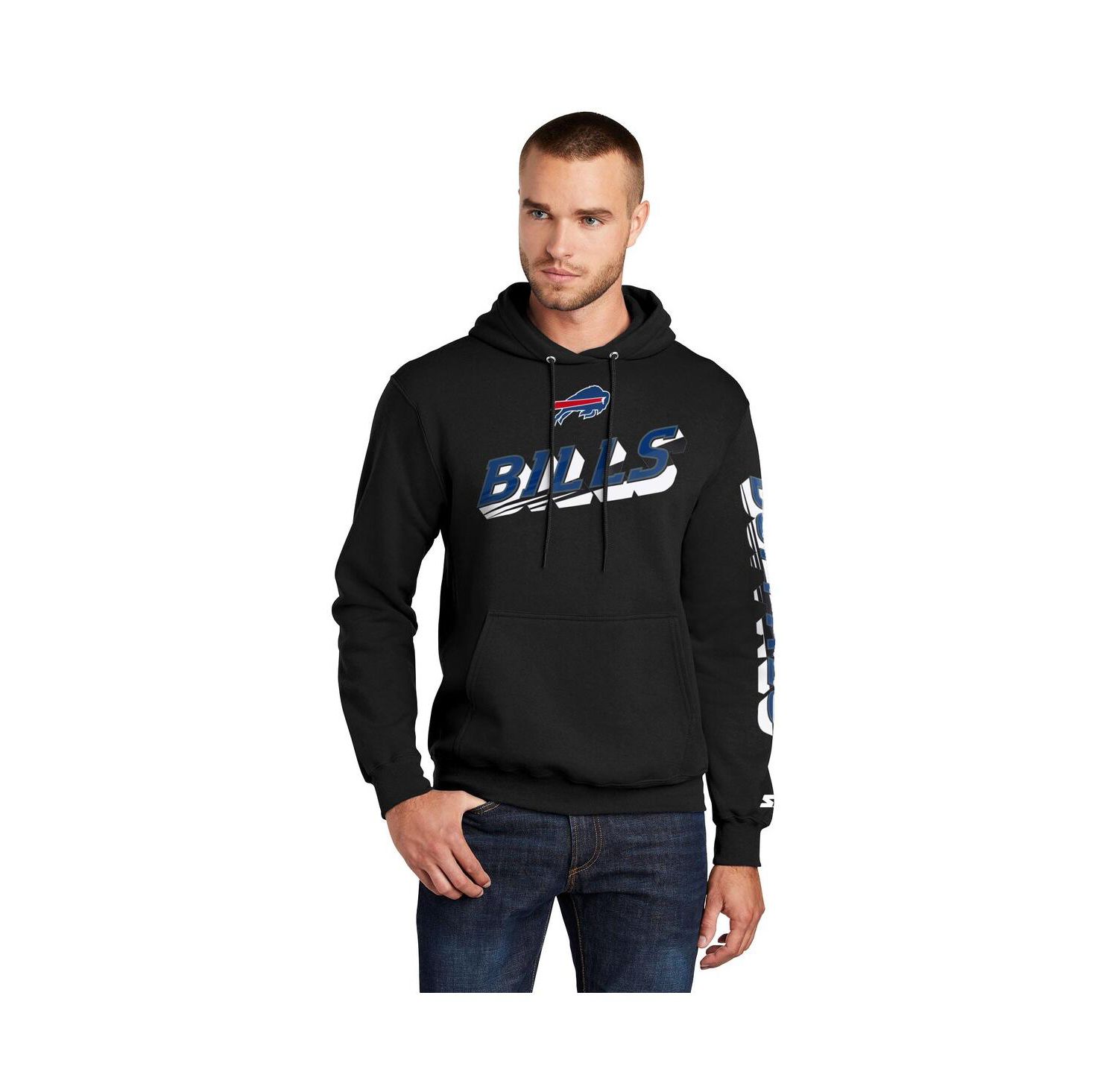Men's Black Buffalo Bills Wordmark Logo Pullover Hoodie
