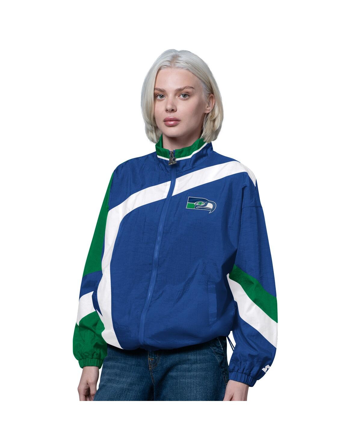 Starter Women's Royal/green Seattle Seahawks 1st Quarter Full-zip Windbreaker Jacket In Multi
