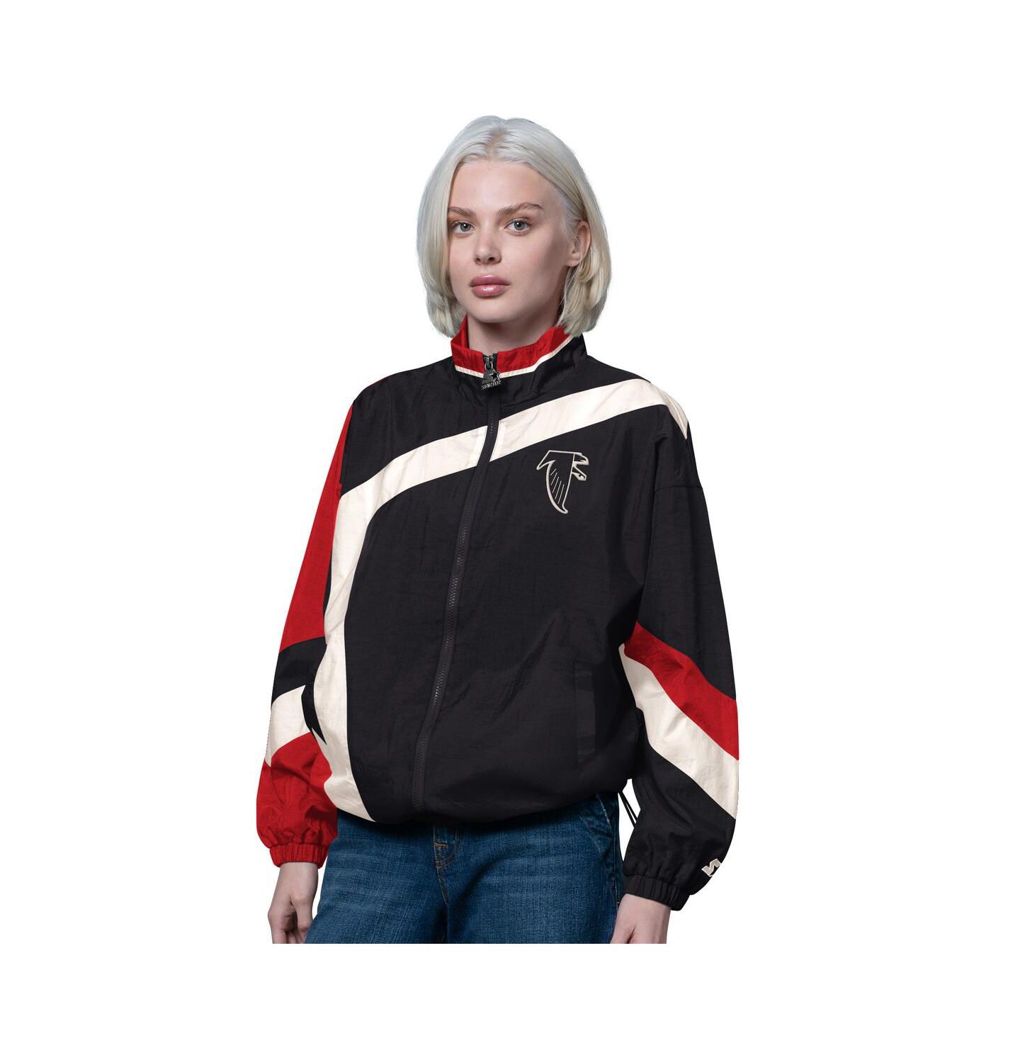 Женская куртка Starter Black/Red Atlanta Falcons 1st Quarter Full-Zip Windbreaker — фото 1
