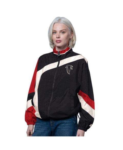 Женские куртки Starter Black/Red Atlanta Falcons 1st Quarter Full-Zip Windbreaker Jacket