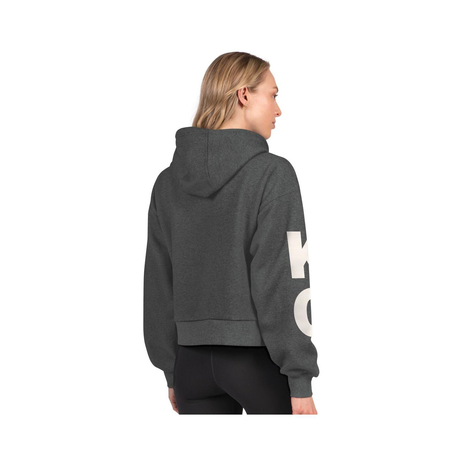 Women's Heather Charcoal Kansas City Chiefs Star Player Cropped Fleece Pullover Hoodie