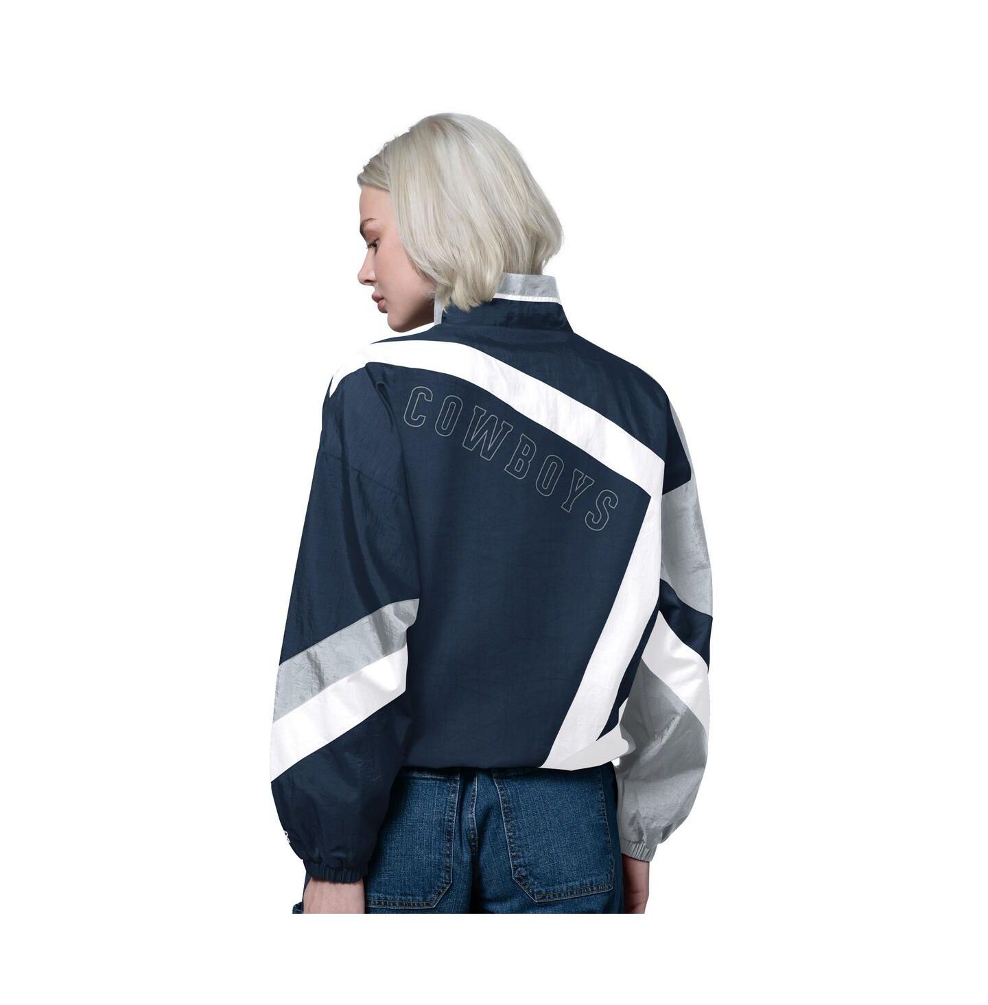Женская куртка Starter Navy/Silver Dallas Cowboys 1st Quarter Full-Zip Windbreaker — фото 2