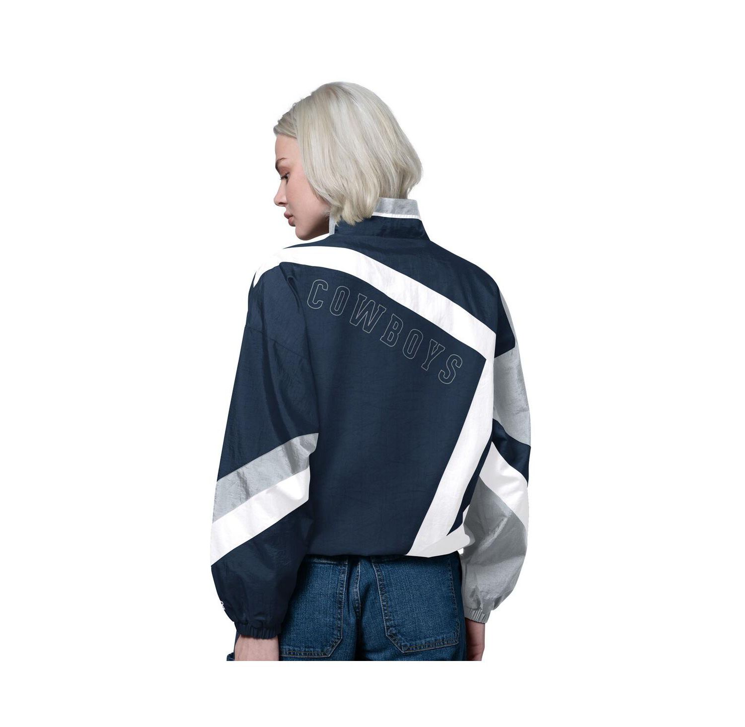 Women's Navy/Silver Dallas Cowboys 1st Quarter Full-Zip Windbreaker Jacket
