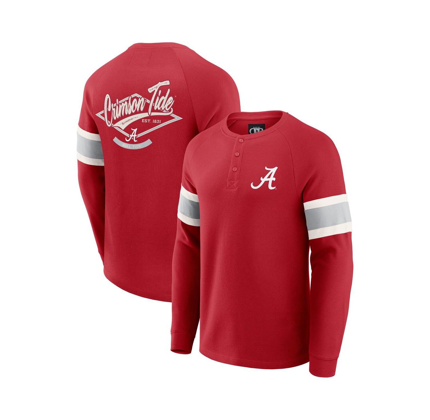 Darius Rucker Collection by Men's Crimson Alabama Crimson Tide Waffle-Knit Raglan Long Sleeve Henley T-Shirt