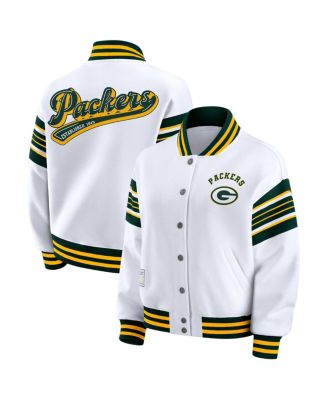 WEAR by Erin Andrews - Women's White Green Bay Packers Plus Size Full-Snap Fleece Sweatshirt Jacket