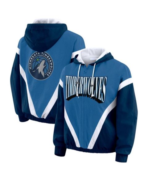Женские куртки WEAR by Erin Andrews Women's Blue/Navy Minnesota Timberwolves Color-Block Full-Zip Windbreaker Jacket