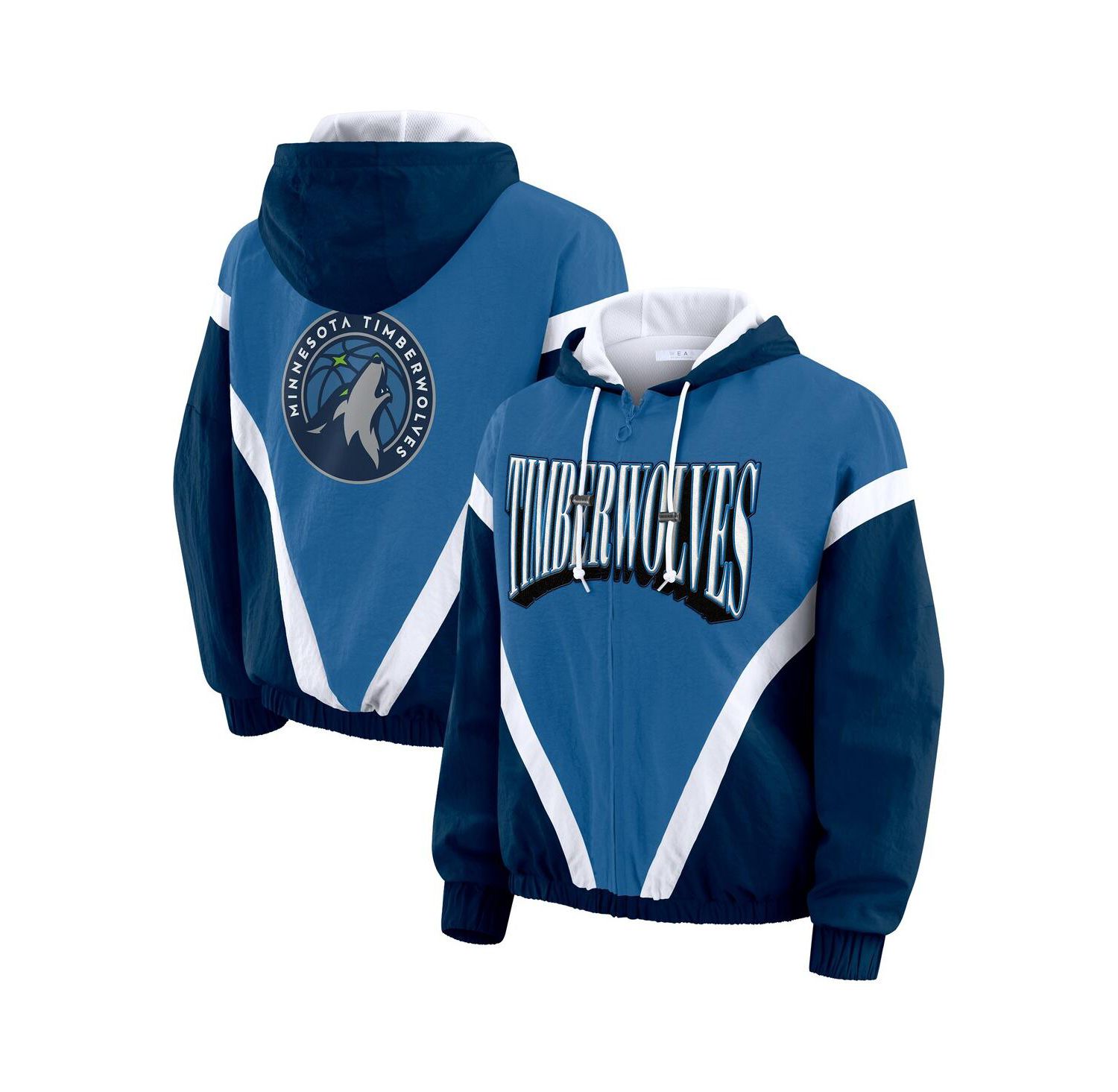 Women's Blue/Navy Minnesota Timberwolves Color-Block Full-Zip Windbreaker Jacket