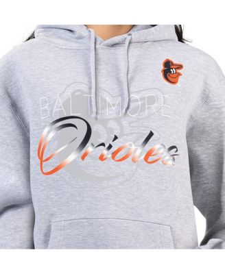 Women's Heather Gray Baltimore Orioles Shadow Logo Graphic Pullover Hoodie