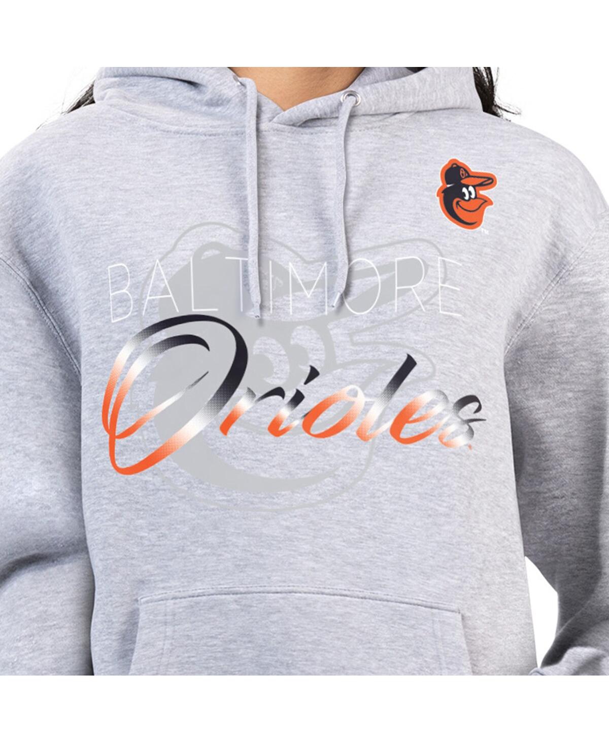 G-iii 4her By Carl Banks Women's Heather Gray Baltimore Orioles Shadow Logo Graphic Pullover Hoodie In Gray