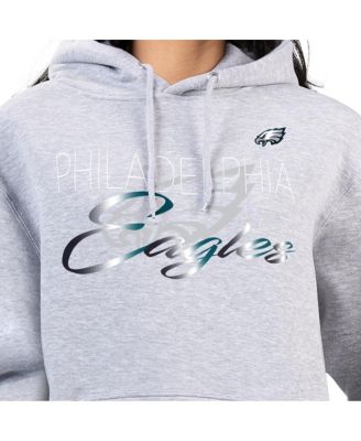 Women's Gray Philadelphia Eagles Shadow Logo Fleece Pullover Hoodie
