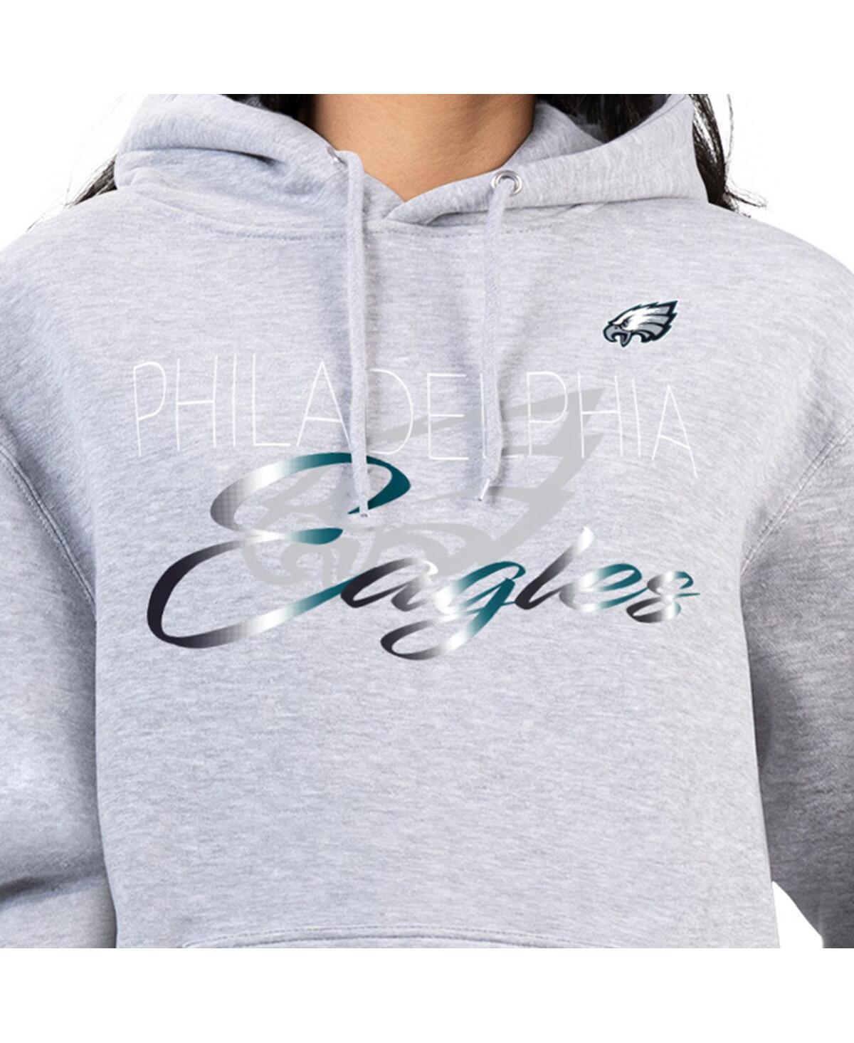 G-iii 4her By Carl Banks Women's Gray Philadelphia Eagles Shadow Logo Fleece Pullover Hoodie In Gray