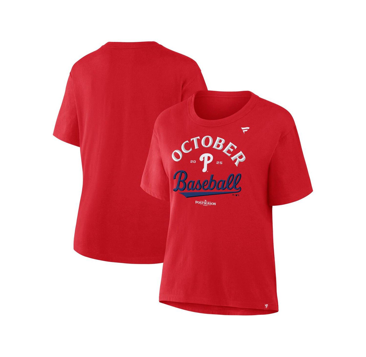 Women's Red Philadelphia Phillies 2025 MLB Postseason Locker Room T-Shirt